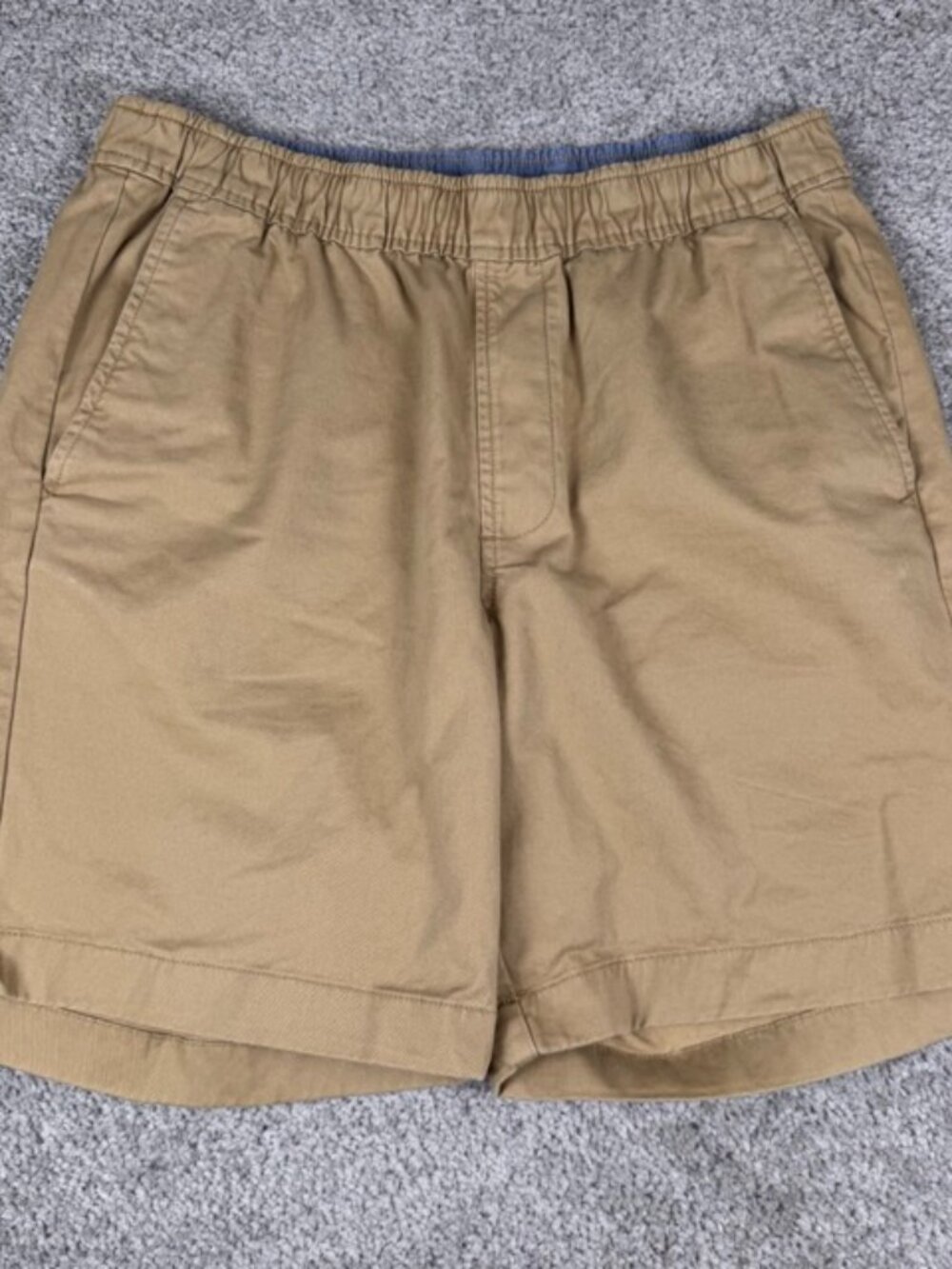LL Bean Shorts Men's M Khaki Lakewashed Stretch Elastic Waist Drawstring 8"